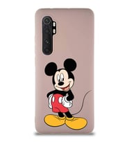 Xiaomi Mi Note 10 Lite Soft Premier Kapak Mickey Mouse-E Tasarımlı Silikon Kılıf - Pudra (Şeffaf)