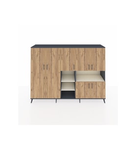Hyperion Dolap 13 Raflı 7 Kapaklı 220x44x163 Antrasit-Çam/Aytaşı