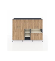 Hyperion Dolap 13 Raflı 7 Kapaklı 220x44x163 Antrasit-Çam/Aytaşı