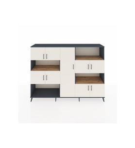 Hyperion Dolap 10 Raflı 9 Kapaklı 220x44x163 Antrasit-Aytaşı/Çam