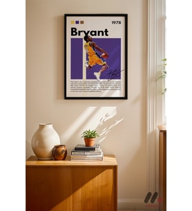 Kobe Bryant Mor Poster, Siyah Çerçeveli Duvar Tablosu - Spor Severlere Hediye