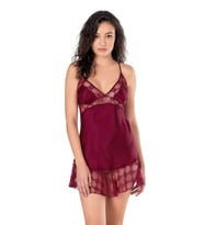 Mulvxbrf Brf02   Bordo Kısa Saten Gecelik (Mulvix)