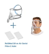 ResMed Quattro Air Tam Yüz CPAP Maskesi (Medium Boy) +ResMed S9 ve Air Serisi Filtre 2’li Paket