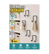 5’li Yapışkanlı Duvar Askısı – Çok Amaçlı Ev Düzenleyici