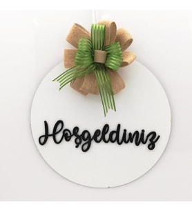 Lora Davet Ahşap Kapı süsü Hoşgeldidniz (1 Adet) Beyaz - 54258
