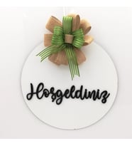 Lora Davet Ahşap Kapı süsü Hoşgeldidniz (1 Adet) Beyaz - 54258