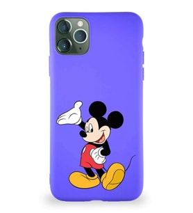 Apple iPhone 11 Pro Max Soft Premier Kapak Mickey Mouse-C Tasarımlı Silikon Kılıf - Mor (Şeffaf)