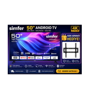 Simfer 50SFSA6B 50" 127 Ekran 4K Ultra Hd Android Smart LED Tv I Dahili Wifi I Bluetooth I Netflix I Askı Aparatı Hediyeli