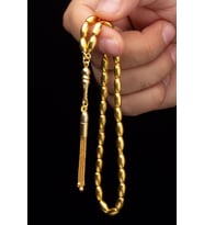 Sertifikalı 22K Altın Kaplama Gümüş Tespih 5x9.5mm 19Gr Arpa Kesim (Sarı)
