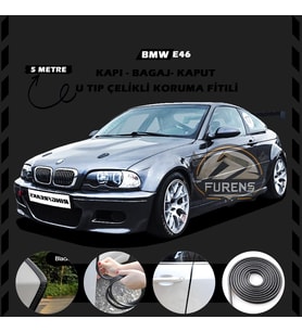 Bmw E46 Oto Araç Kapı Koruma Fitili 5metre Parlak Siyah Renk