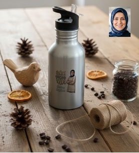 Kişiye Özel Karikatürlü Best Mom Ever Anneye Hediye Pipetli Matara Gri Anneler Günü Hediyesi