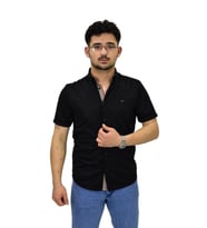 Erkek Spor Silim Fit Kısa Kol Gömlek BGL-ST04480 (Siyah)