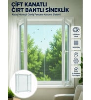 Çift Kanatlı Cırt Bantlı Pencere Sinekliği Kolay Montajlı Beyaz File