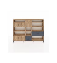 Arges Dolap 13 Raflı 3 Çekmeceli 5 Kapaklı 220x30x163 Çam-Çam/Antrasit