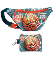 Coral High Erkek Çocuk Nefti Turuncu Basketbol Desenli Bel Çantası ve Bozuk Para Cüzdanı Set