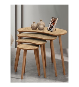 4LÜ MDF AHŞAP ZİGON SEHPA - MEŞE