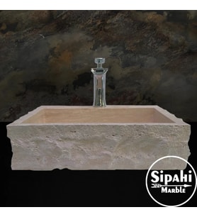 Traverten Dışı Doğal Patlatma Batarya Çıkışlı Lavabo