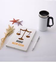 Avukatlara Özel İsimli Beyaz Defter Kalem Termos Mug Seti