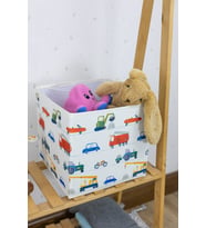 Araba Desenli Kapaksız Oyuncak Kutusu Dizenleyici Organizer Kutu 30 x 30 x 30 (Standart)