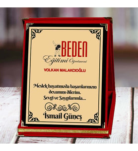Beden Eğitimi Öğretmeni Baskılı Plaket (1. Tasarım)  Kişiye Özel (Kırmızı)