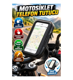 360° Döner Su Geçirmez Motosiklet Telefon Tutucu – Dokunmatik Ekranlı Gidon Montajlı