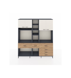 Hyperion Dolap 11 Raflı 6 Çekmeceli 4 Kapaklı 220x44x243 Antrasit-Aytaşı/Çam
