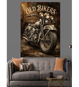 Old Bikers Klasik Motosiklet Tabelası Dekoratif Kanvas - Mdf Ahşap Tablo