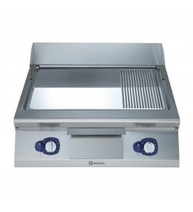 Electrolux Professional Gazlı Set Üstü Izgara (20kw), ? Düz + ? Nervürlü Krom Pleytli, Eğimli Tablalı, Termostatik Kontrol, Demonte Sırtlık Ve Spatula - 800 Mm E9FTGHCP00