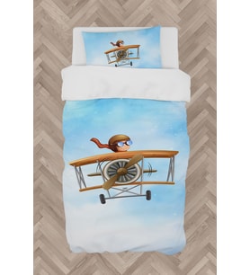 MEKTA HOME BEBEK VE ÇOCUK ODASI Uçak ve Küçük Pilot Desenli Nevresim Takımı