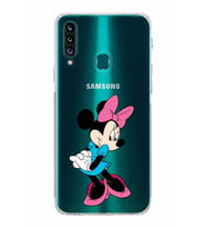 Samsung Galaxy A20s  Kamera Korumalı  Kapak Minnie Mouse Tasarımlı  Şeffaf Kılıf