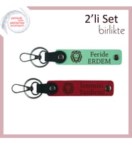 Arkadaşa Karizmatik Hediye , Aslan Başlı İsim Yazılabilir Anahtarlık Takımı, Açık Yeşil-Kırmızı