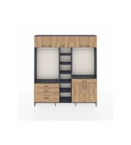 Arges Gardrop 11 Raflı 4 Çekmeceli 2 Askılı 220x30x243 Antrasit-Çam