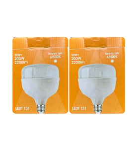 (2 Adet) Osaka 30W (200W) 6500K (Beyaz Işık) E27 Duylu (Kalın Duy) Torch Led Ampul (Yeni Model)