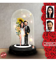 Kişiye özel Sevgili Hediye,sevgililer günü Karikatür Hediyesi, Karikatür hediye, Dekoratif Karikatür ışıklı Fanus , Sevgililer günü Hediyesi FN287