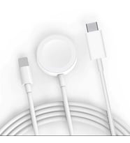 Apple Ailesi İçin Saat Telefon Tablet Hızlı Şarj Kablosu (1.2Metre+Wireless Şarj+Type-C, Lightning) (Beyaz)