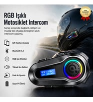 5.3 İki Telefon Uyumlu Yeni Nesil RGB Işıklı Intercom Motosiklet Kask Kulaklık Motorsiklet Intercom