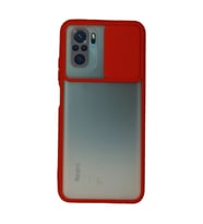 Xiaomi Redmi Note 10 Kılıf Palm Buzlu Kamera Sürgülü Silikon - Kırmızı