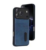 Apple İphone 17 Pro Max Sara Kartvizitli Deri Kılıf - Lacivert