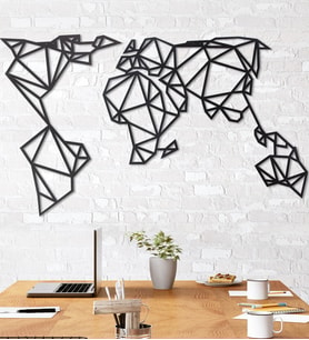 Gowpenart Geometrik Dünya Haritası Ev&Ofis Metal Duvar Tablosu