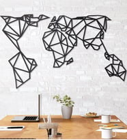Gowpenart Geometrik Dünya Haritası Ev&Ofis Metal Duvar Tablosu