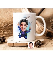 Bk Gift Kişiye Özel Paraşüt Karikatürlü Beyaz Kupa Bardak-1, Sevgiliye Hediye, Arkadaşa Hediye