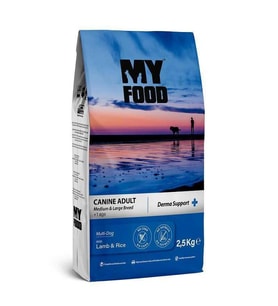 My Food Kuzulu&Pirinçli Yetişkin Orta/Büyük Irk Köpek Maması Derma Support 2,5 Kg (Kahverengi)