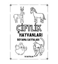 Çiftlik Hayvanları, Büyük Boy, Kolay Boyama Sayfaları, A4 Boyut, TAM 10 SAYFA.