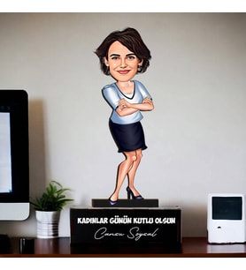 Kişiye Özel Kendine Güvenen Kadın Karikatürlü Biblo