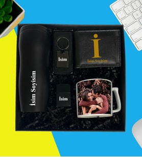 Kişiye Özel Premium Kutu Termos Bardak Erkek Cüzdan Metal Cakmak Metal Anahtarlık Fotoğraflı Nescafe Ve Çay Fincanı
