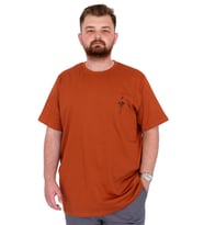 Mode XL Büyük Beden Erkek T-Shirt Bisiklet Yaka Chneyrmd U25020 Tarçın