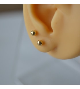 Çelik Gold Top Küpe 4 mm Çift (Çok Renkli)