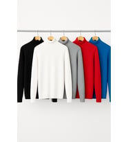 5’li Paket Kadın Basic Tam Balıkçı Yaka Kazak (Siyah-Mavi)