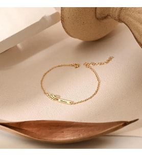 Kişiye Özel 925 Ayar Gümüş Şık Melek Kanadı İsim Bileklik (Gold)