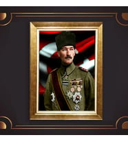 Altın Varaklı Çerçeveli Paspartulu Atatürk Tablo DC0805 (Gold)